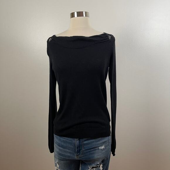 Sparrow by Anthro • Black Rabbit Hair Sweater Crochet Back - Picture 1 of 5